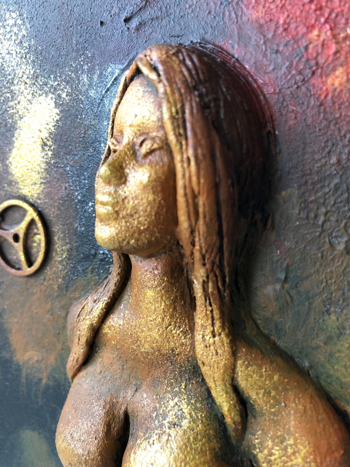 Steampunk Inspired Autumn Goddess Wall Sculpture