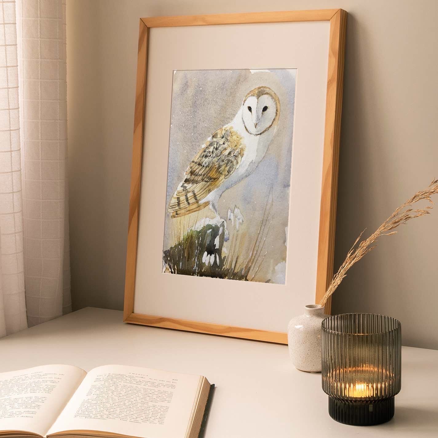 Barn Owl Wall Art - The First Snowdrops