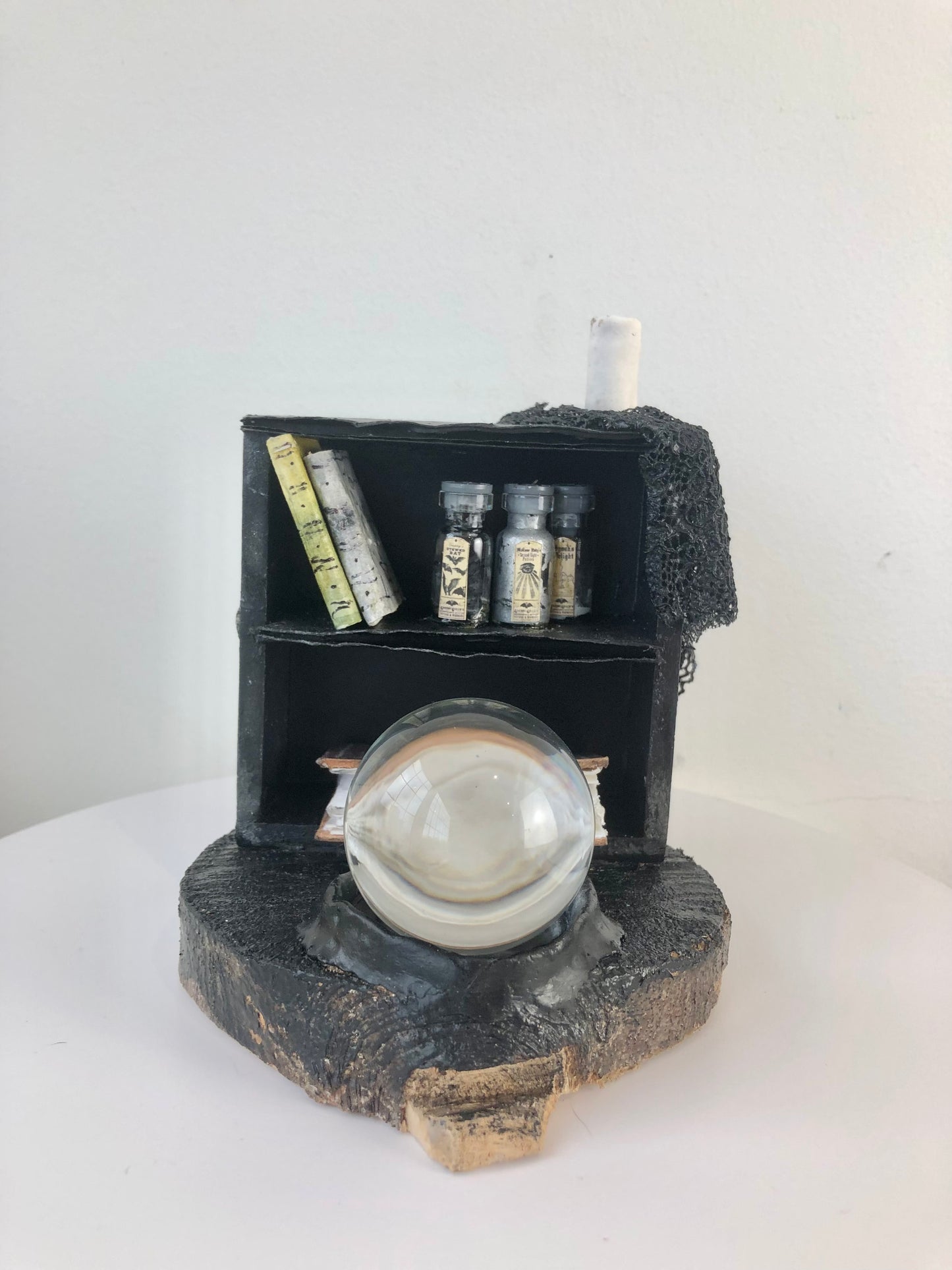 Magical Miniature Bookcase - Medieval Pagan Sculpture